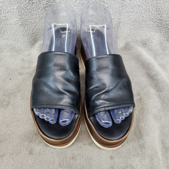 Matisse Shoes Womens Size 8 Black Leather Slip On Platform Sandals *GUC* - Picture 4 of 12